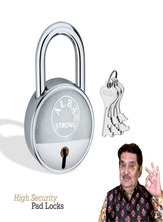 Alba Strong Premium Chrome Finish Padlock 50mm with 3 Milled Keys | Rust-Resistant Heavy-Duty Security Lock for Home, Office & Commercial Use (Pack of 1) - Image 5